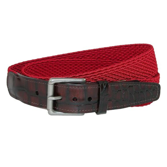 CrookhornDavis Men's Hampton Stretch Belt with Croc Print Tabs - Picture 1 of 4